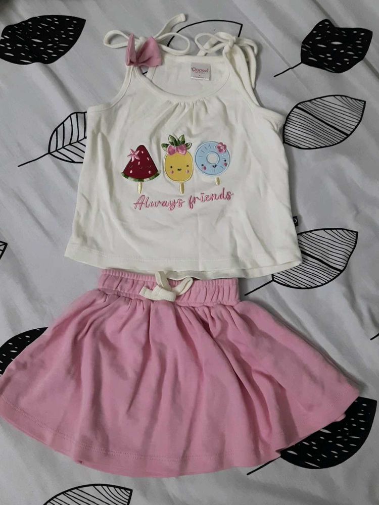 Cute Girls' Ice Cream Print Outfit