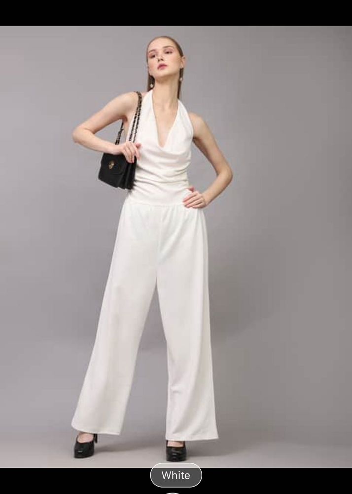 XL : New 🆕 Shein White Wide Leg Jumpsuit