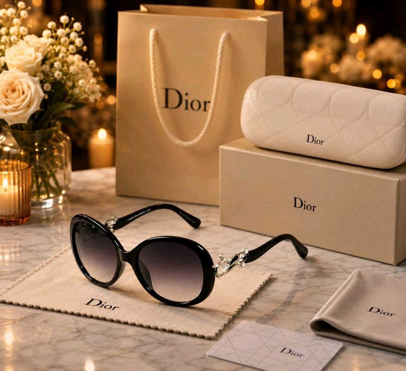 Dior Sunglasses - Black Oval with Embellishments