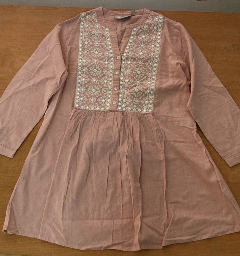 Pink Embroidered Kurta
