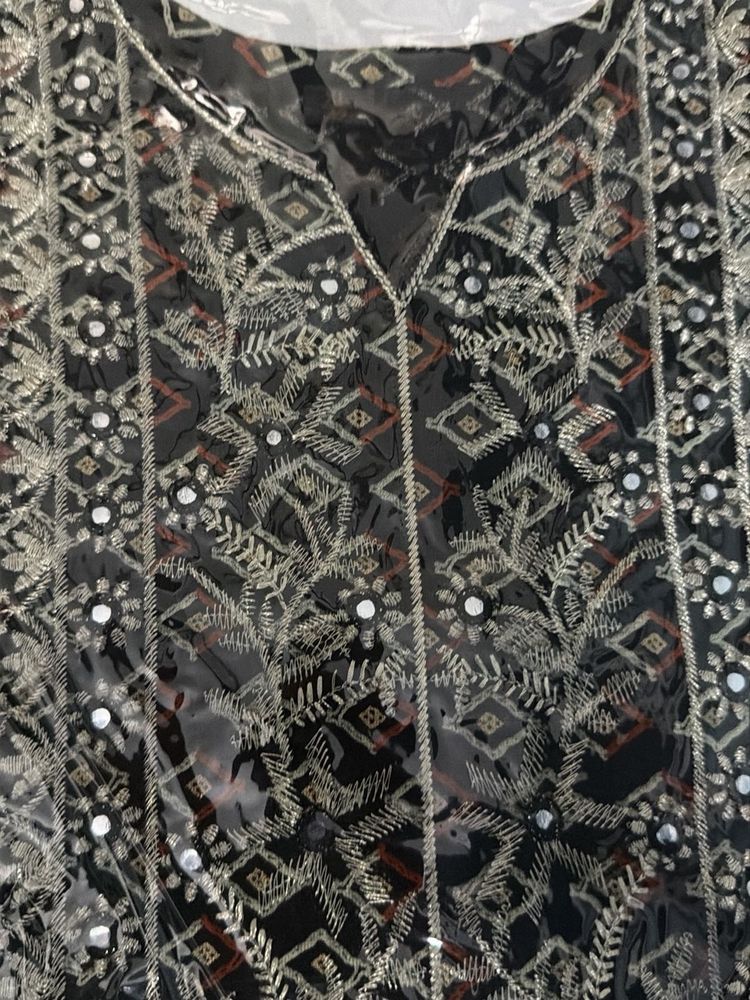Embroidered boack short frock Kurta