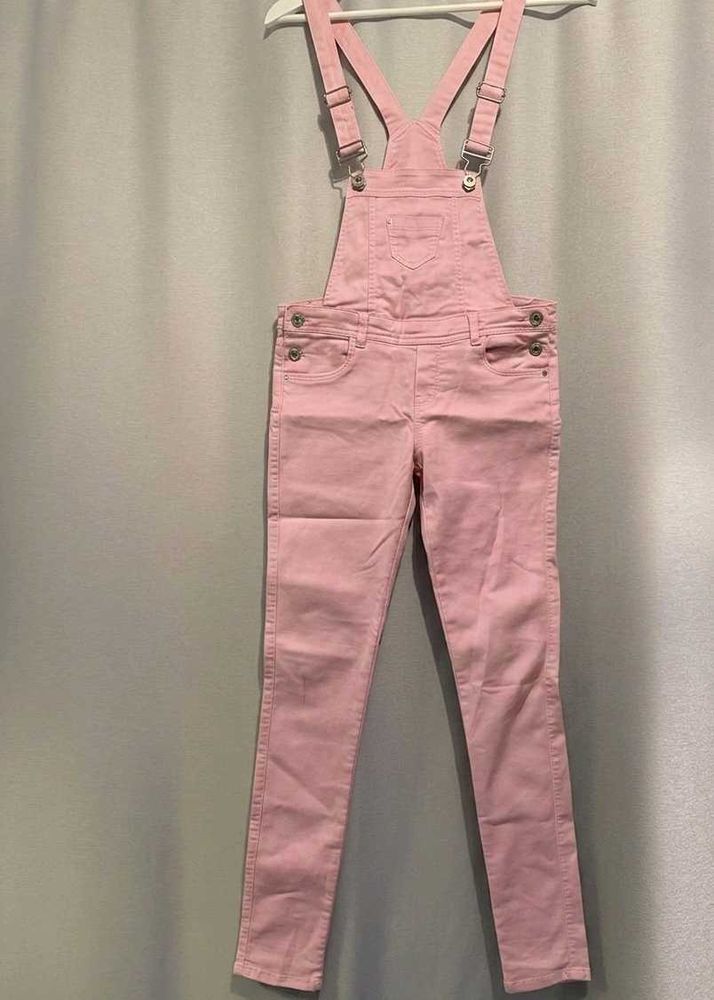 Baby Pink Denim Dungaree Jumpsuit