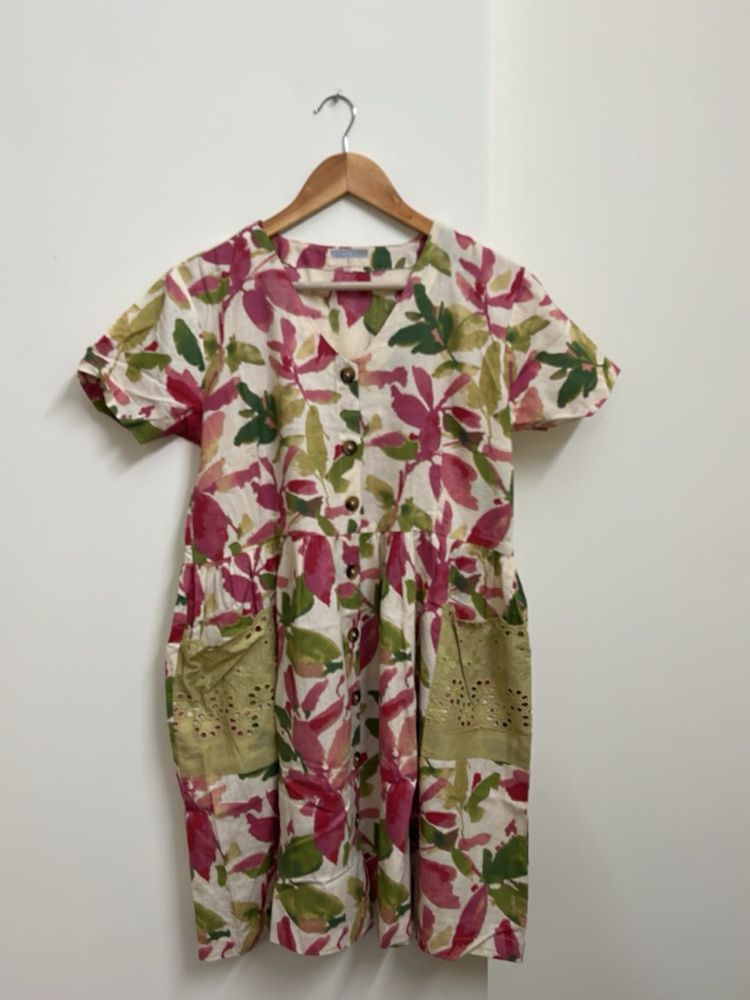 Floral Print Button-Down Midi Dress