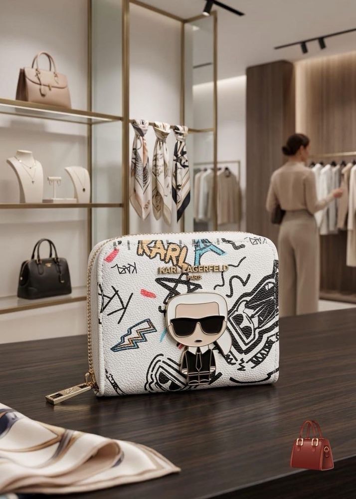 Karl Lagerfeld White Graffiti Pouch