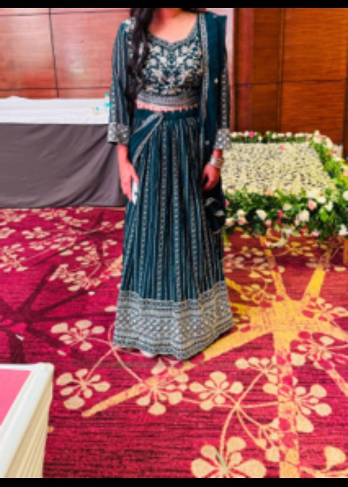 Stunning Teal Embroidered Lehenga Set