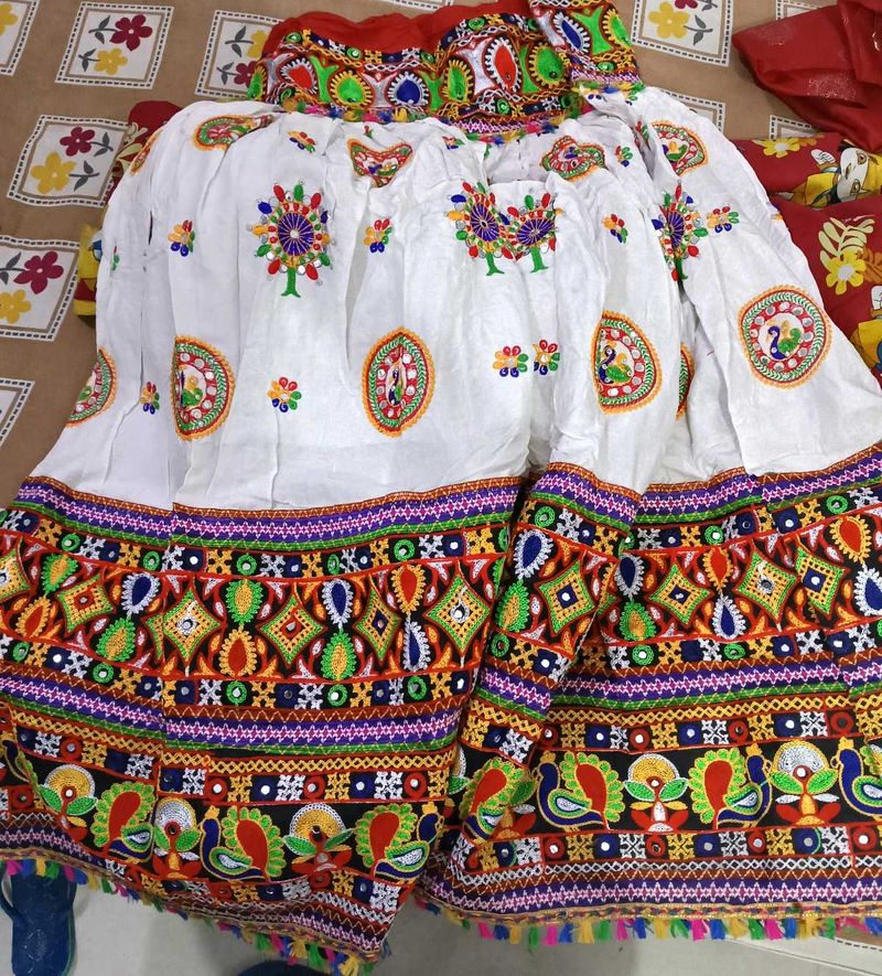 Vibrant Embroidered Gujarati Skirt