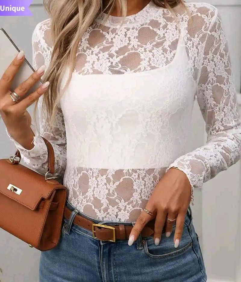 Elegant White Lace Long Sleeve Top