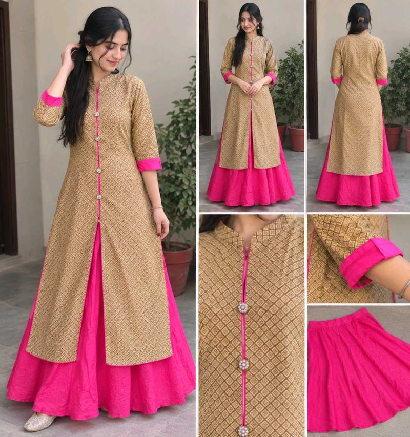 ethnic kurtaskirt festival vibe pink and gold