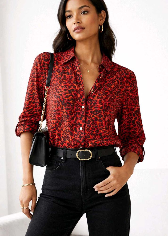 MICHAEL KORS Women’s Animal Print Button-Up Shirt