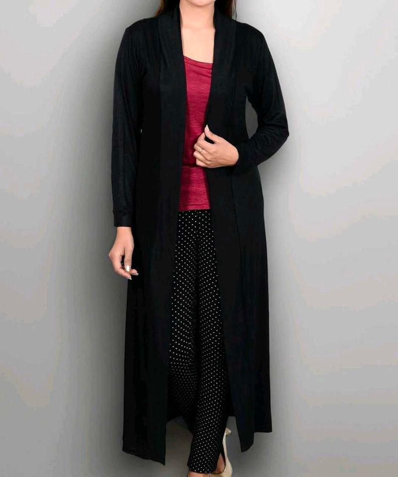 Elegant Black Long Shrug