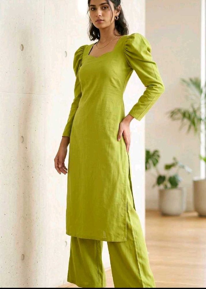 Brand new Stylish Green Kurta Set with Puff Sleeve