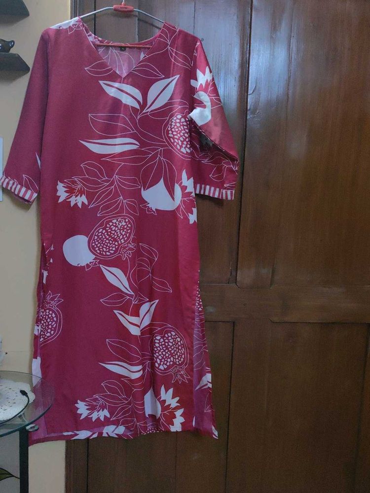 Women's Pink Pomegranate Print Kurta
