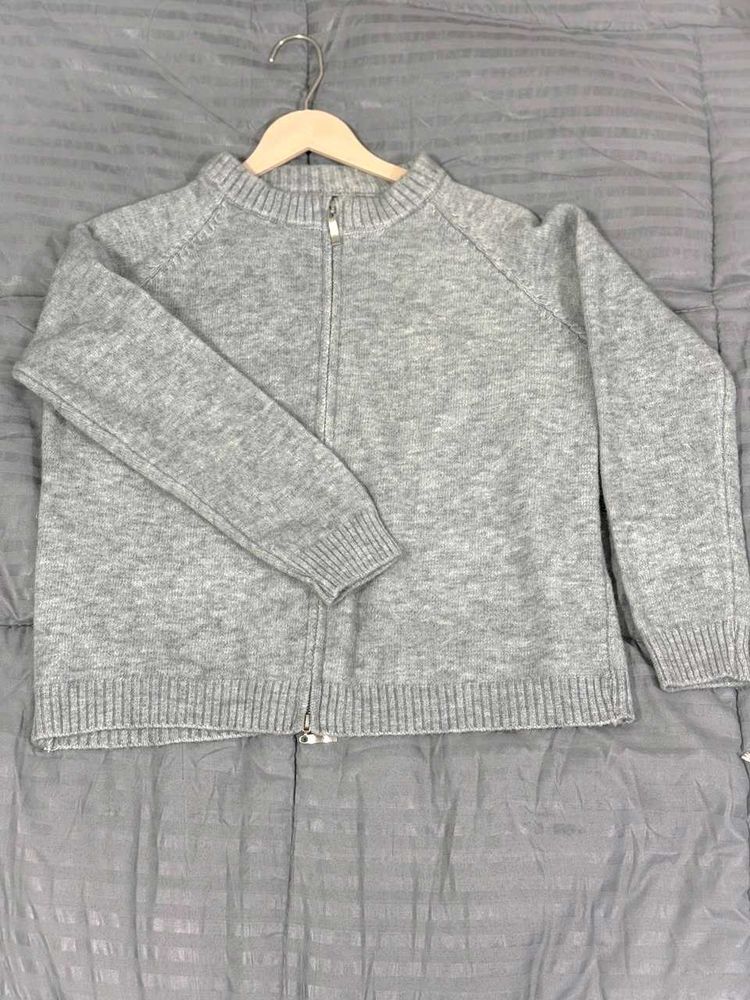Zip-Up Knit Sweater