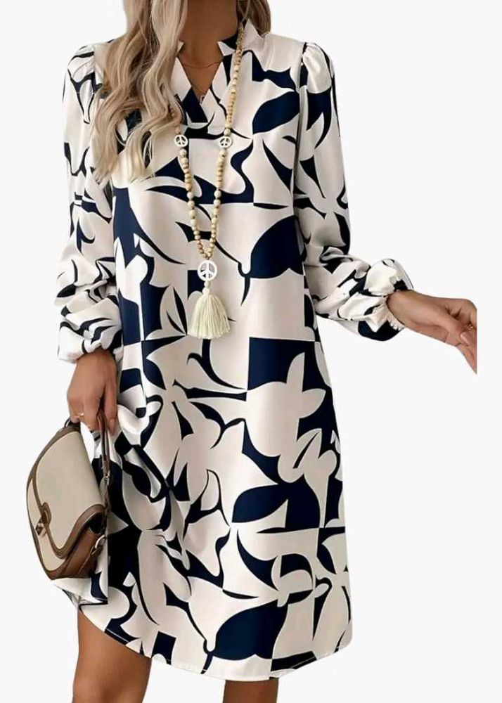 Chic Abstract Print Midi Dress