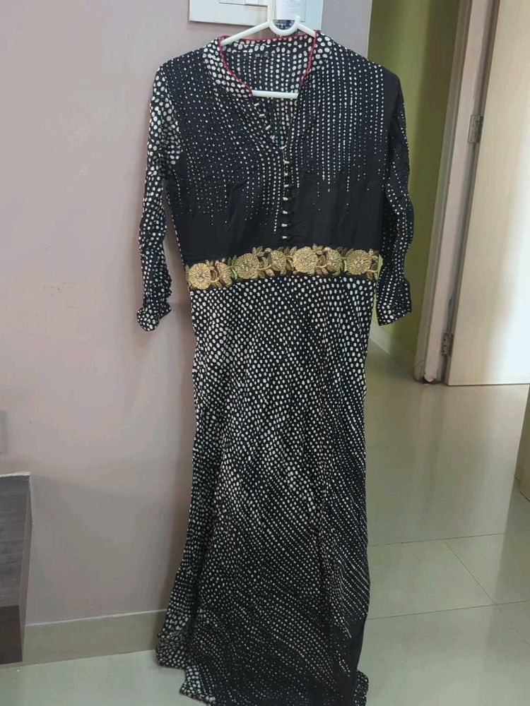 Elegant Black &amp; White Polka Dot Gown