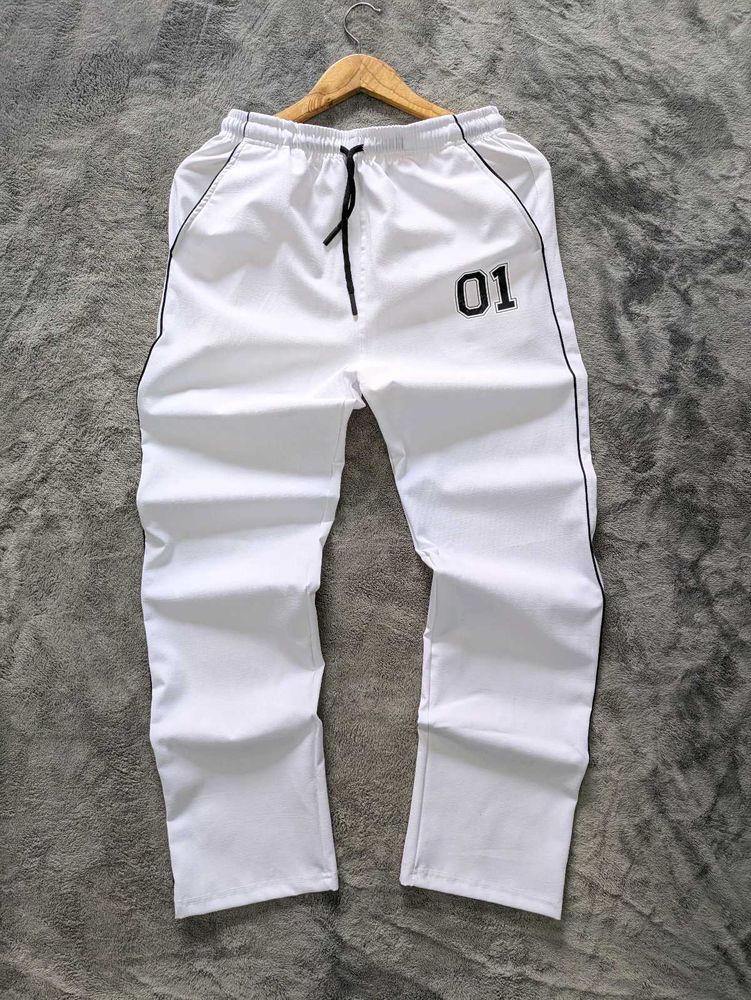 Men's White Casual Track Pants