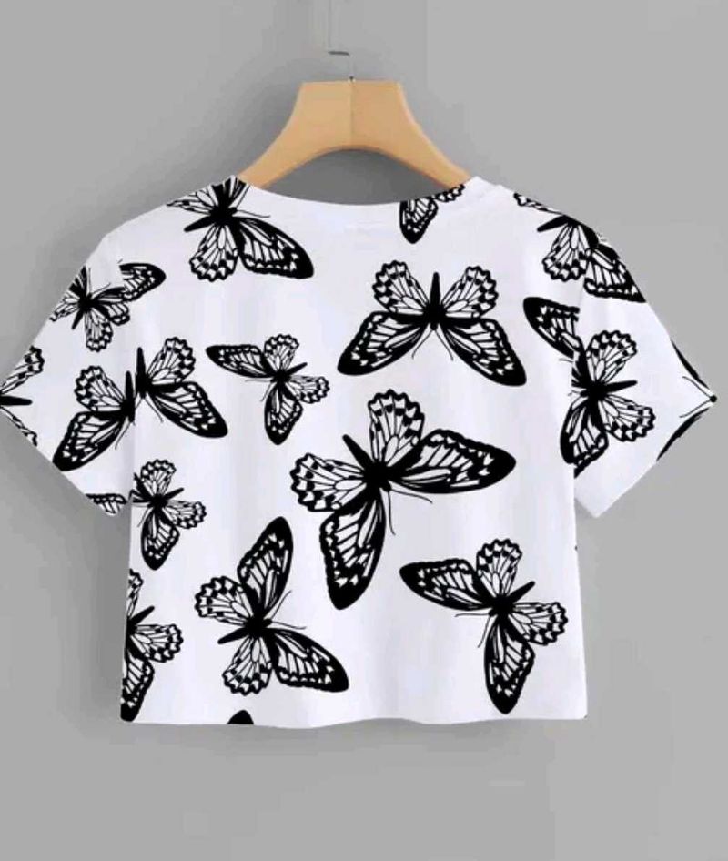 Butterfly Print Cropped Top