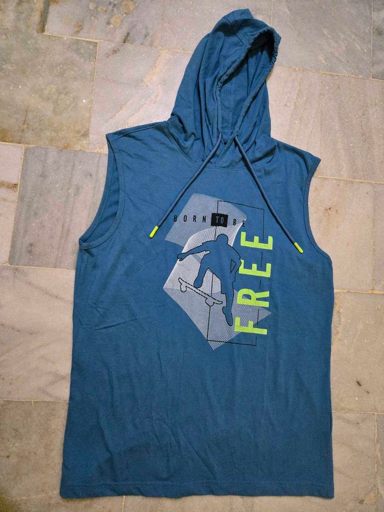 Men's Sleeveless Graphic Hoodie T-Shirt