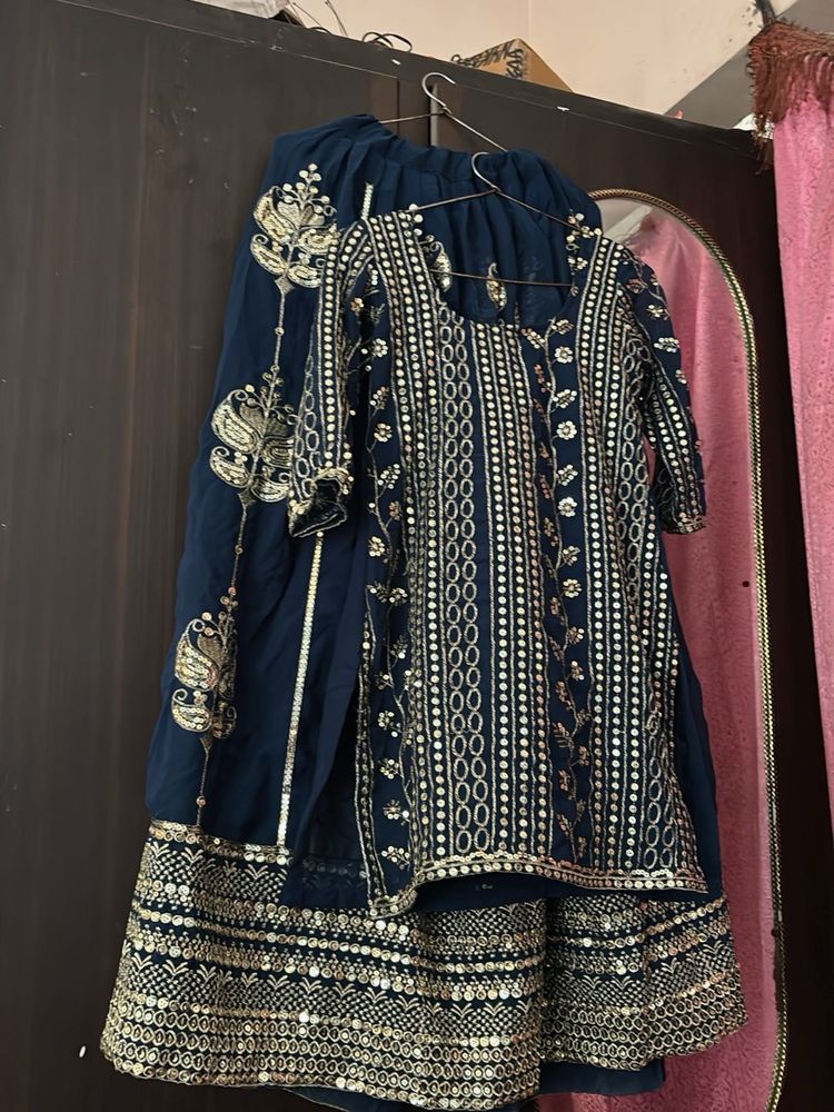 Embroidered Navy Blue Lehenga Choli