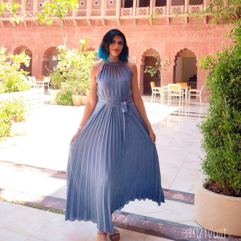 Tokyo Talkies Women Blue Solid Maxi Dresses