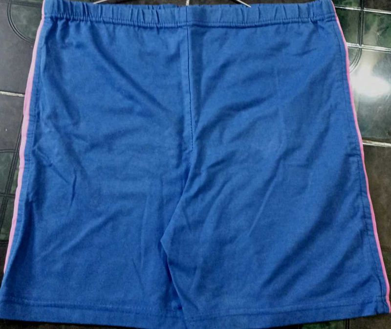 Comfortable Blue Shorts with Pink Stripes