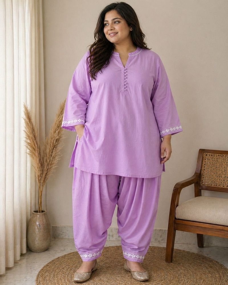 Purple Kurta Set with Salwar(plus size)