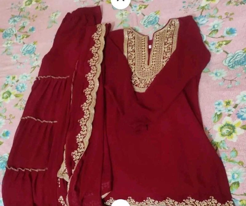 174.Maroon sharara set(XXL)