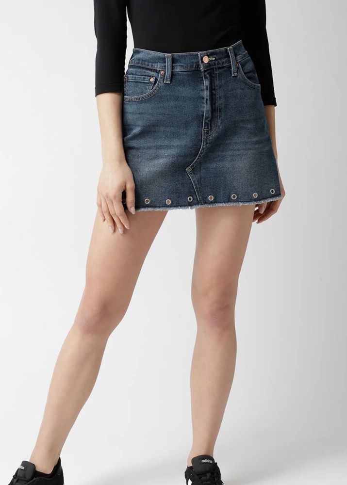 Levi’s Blue Denim Mini Skirt with Grommets