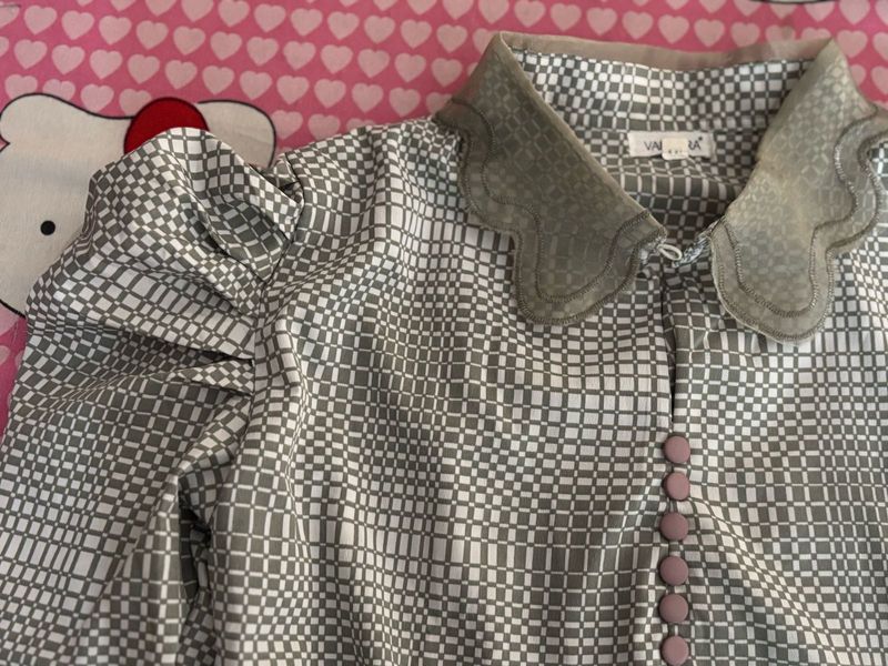 Gray Checkered Blouse