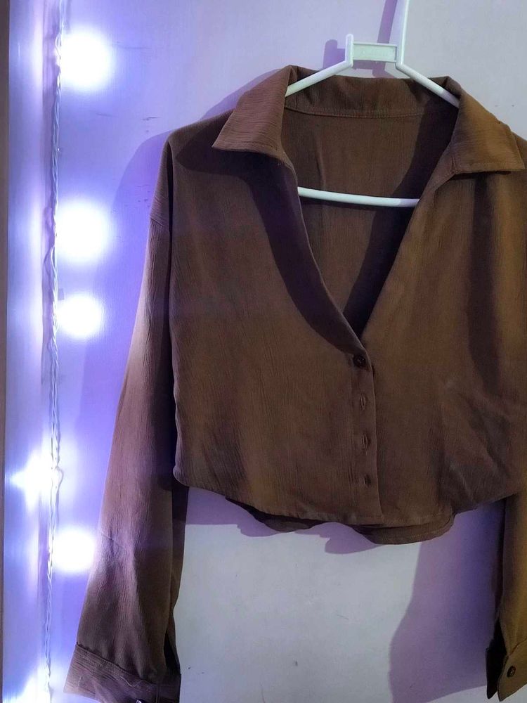 Brown Crop shirt