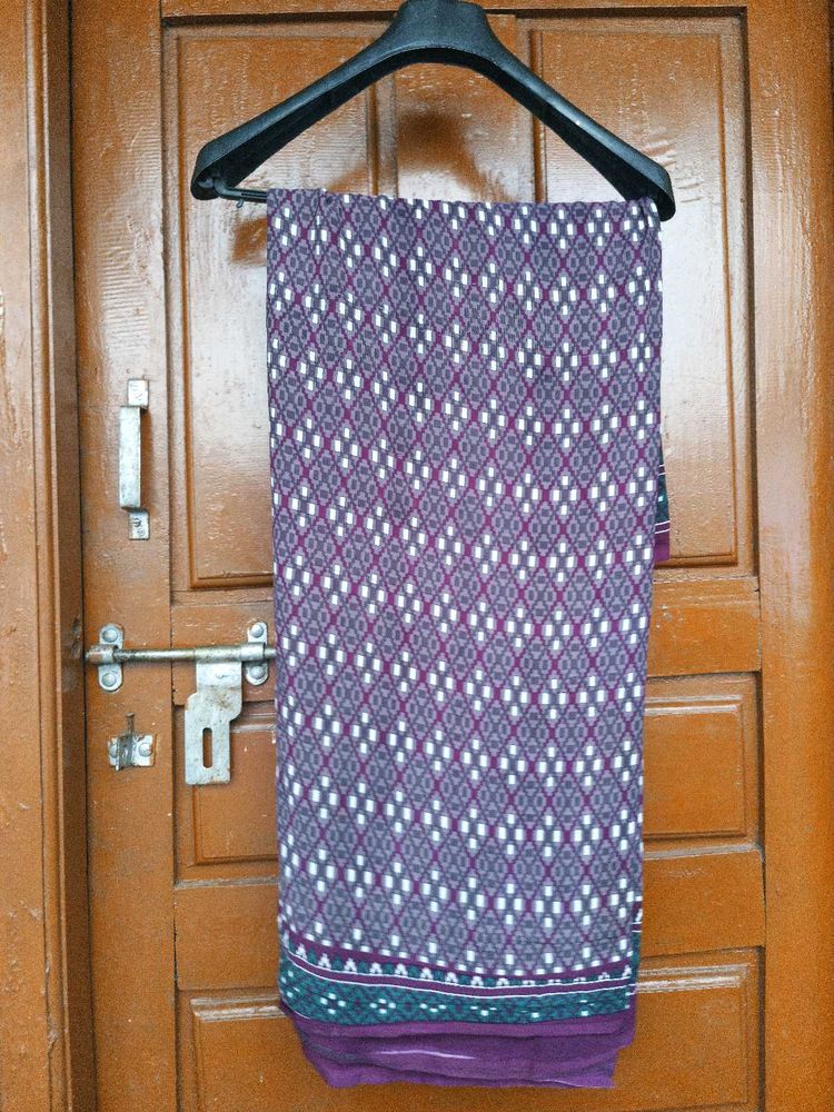 Purple Ethnic Blouse with Patterned Sleeves