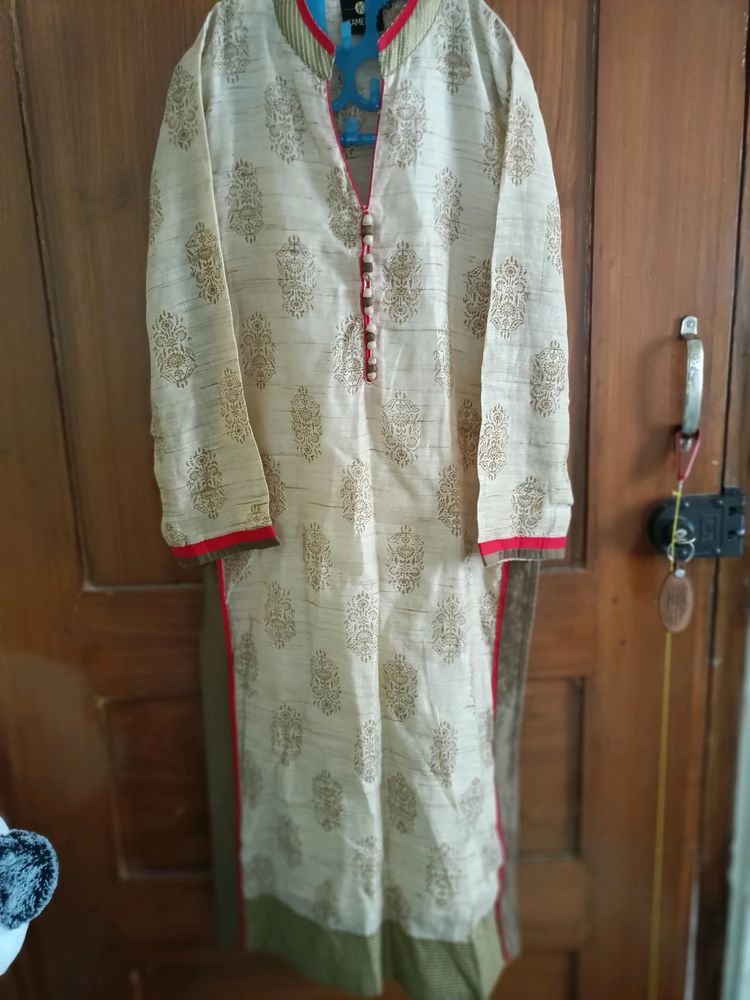 Gold Colour Kurti With Embroidery