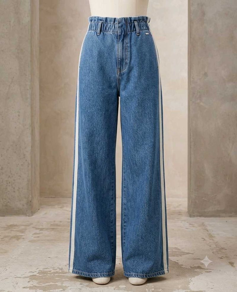 Women's Straight Leg Jeans with Side Stripe