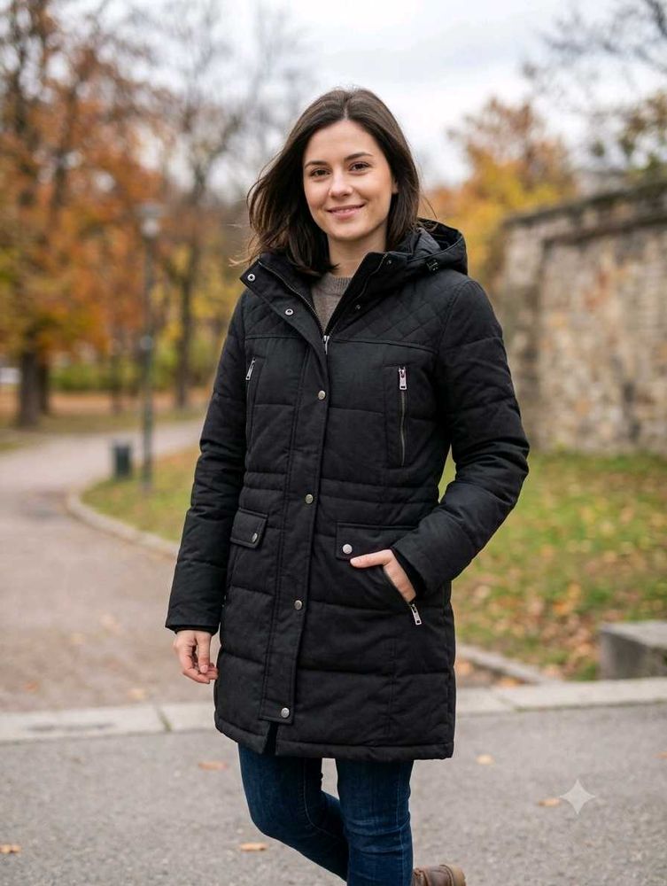 Stylish Black Quilted Winter Jacket...
