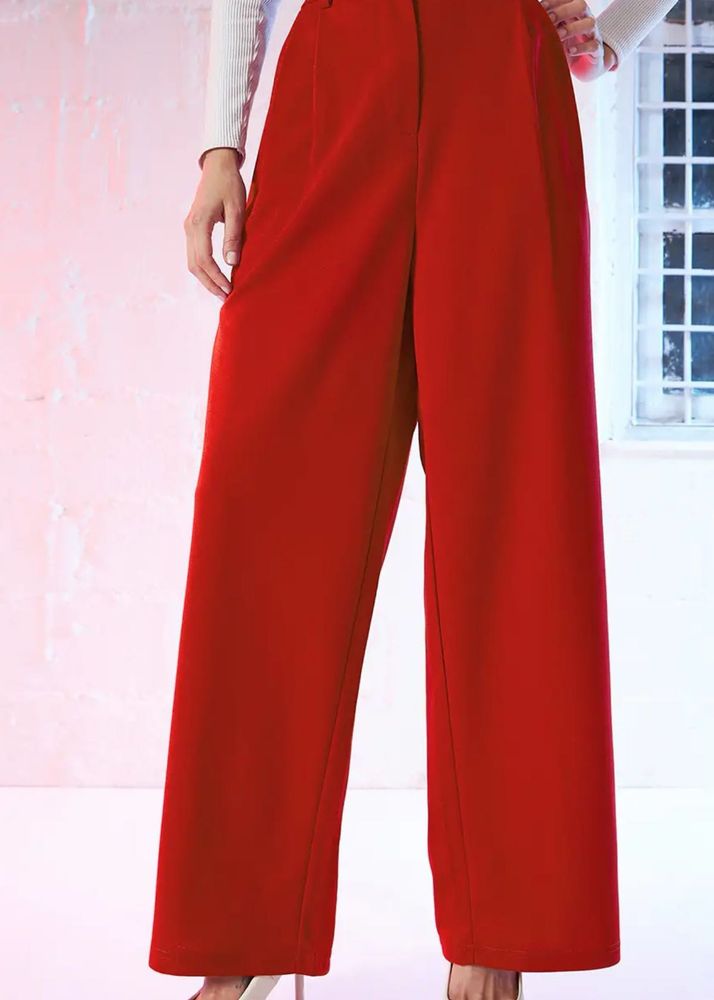 Red Wide Leg Trousers