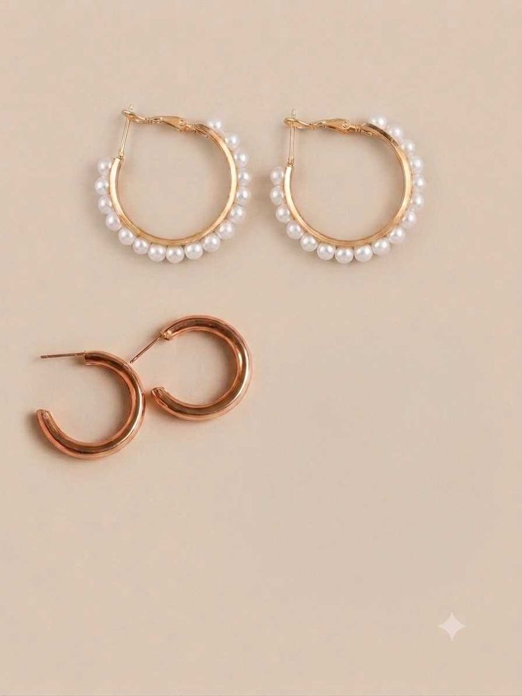Elegant Pearl Hoop Earrings &amp; Rose Gold Hoops comb
