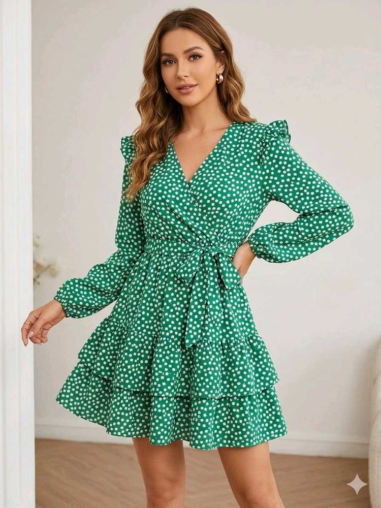 Chic Green Floral Mini Dress