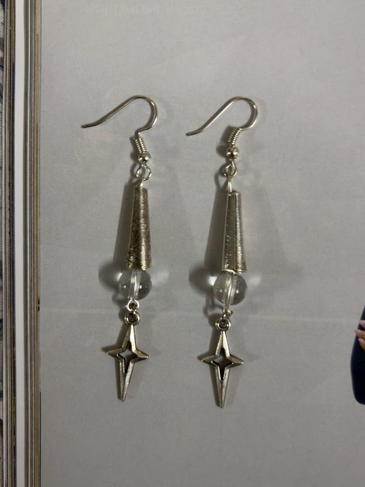 Silver Star Dangle Earrings