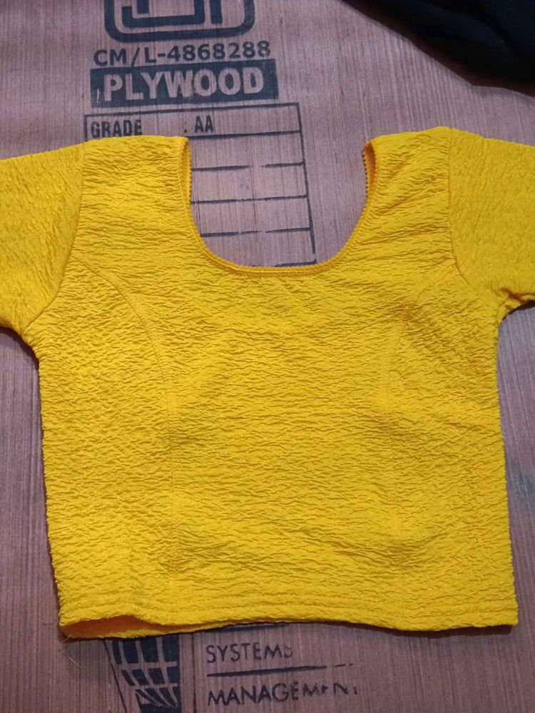Bright Yellow Textured  blouse