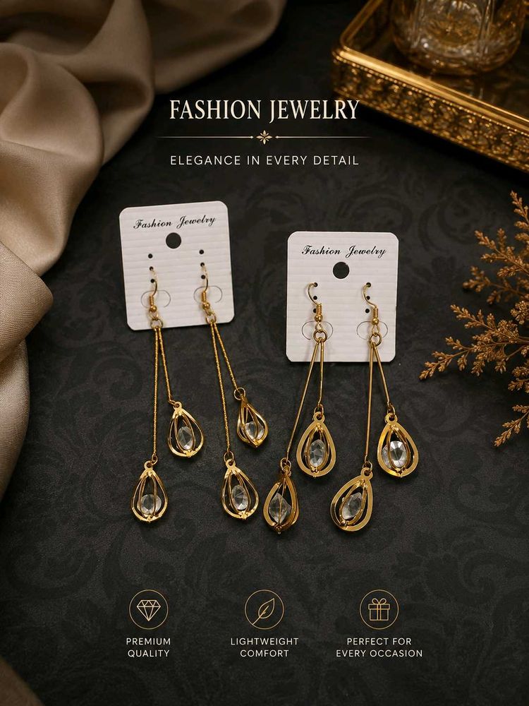 💎 Set of 2️⃣ Elegant Teardrop Dangle Earrings
