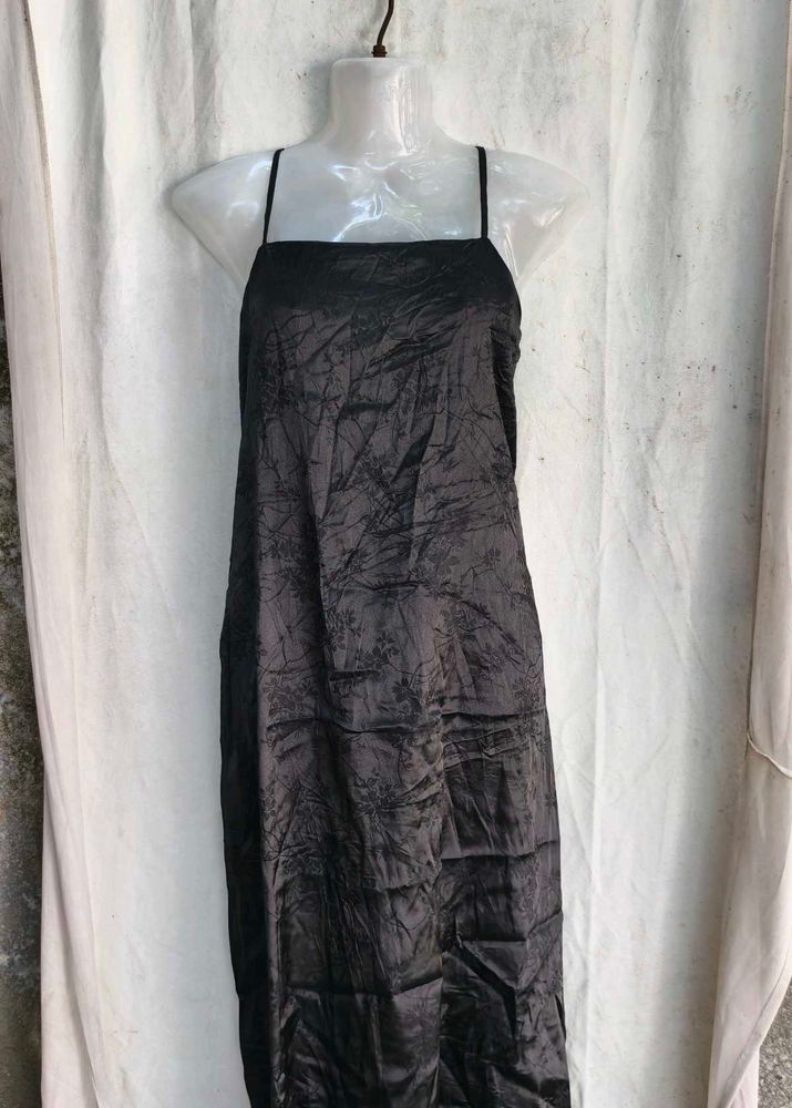 Sleek Black Spaghetti Strap Dress