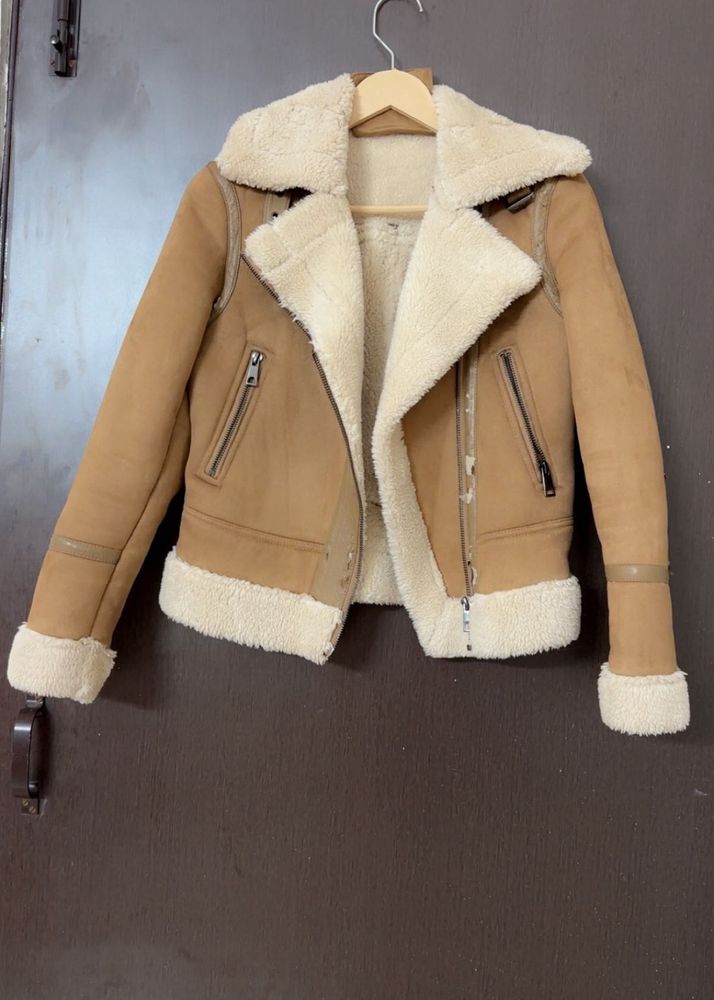 Faux Shearling Biker Jacket