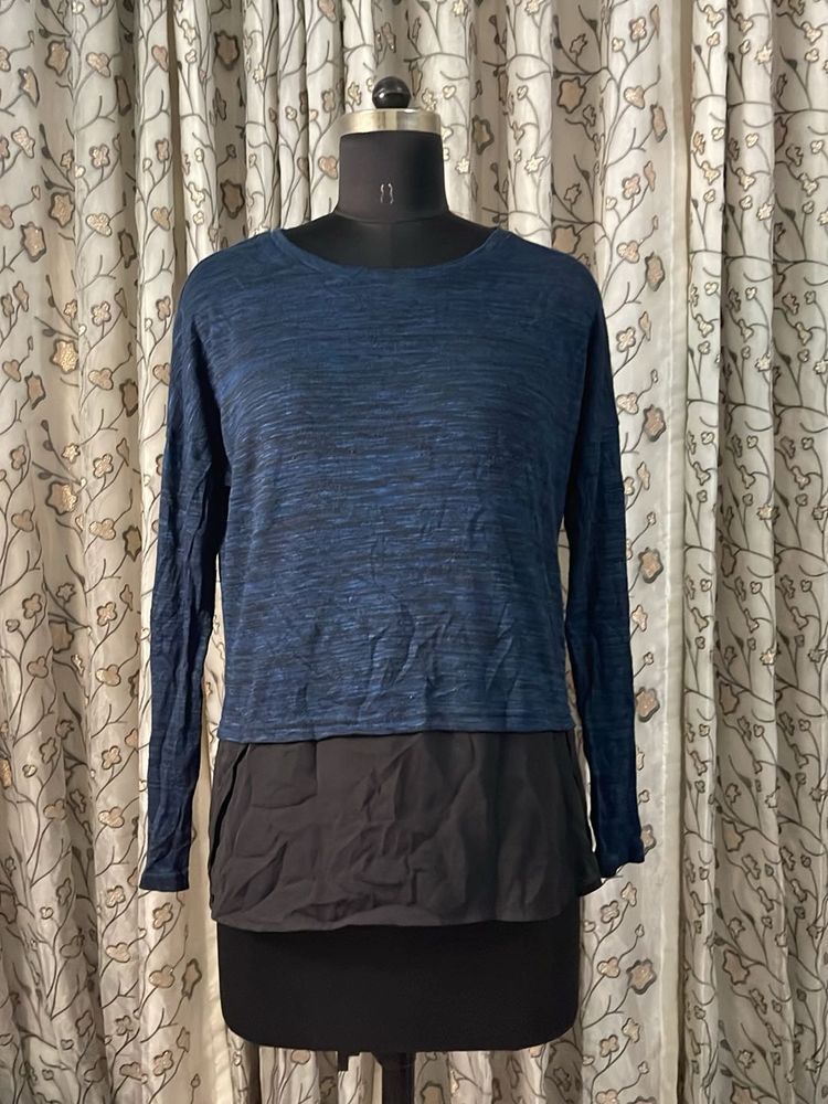 Blue Layered Long Sleeve Top