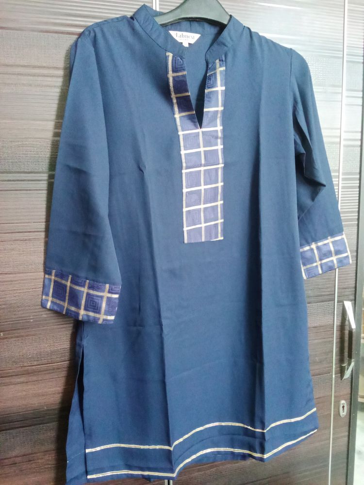 Fabnest Womens Navy Crepe Sharara Set With Brocade Inserts