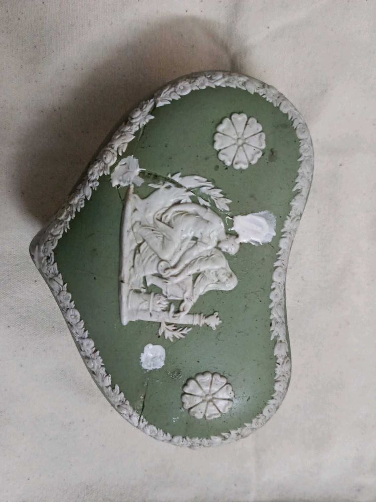 Vintage Green Jasperware Trinket Box