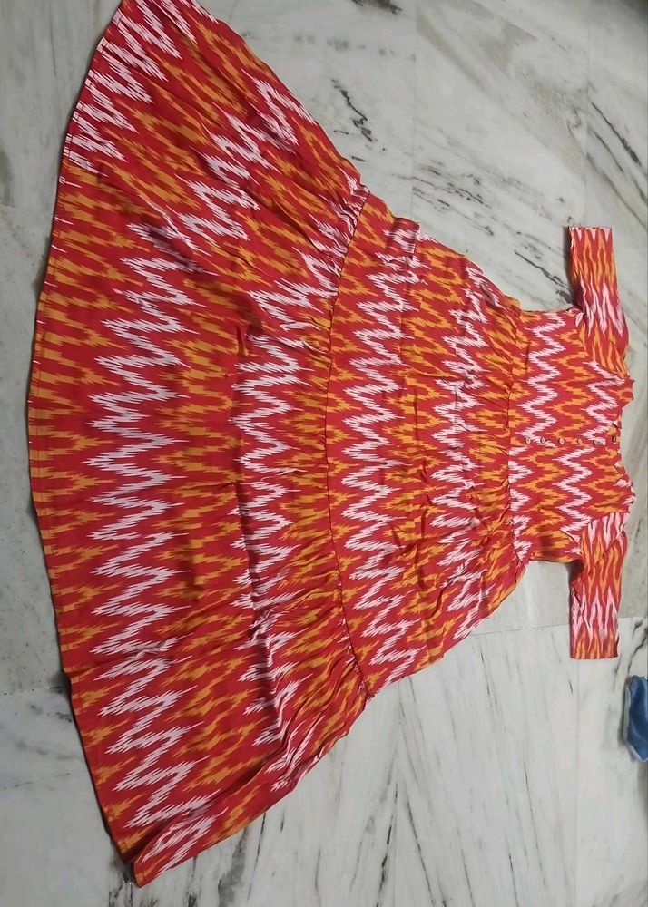 Frills Ikat Tiered Maxi Dress