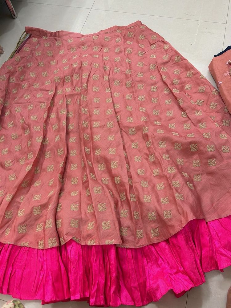 Pink Embroidered Lehenga Skirt