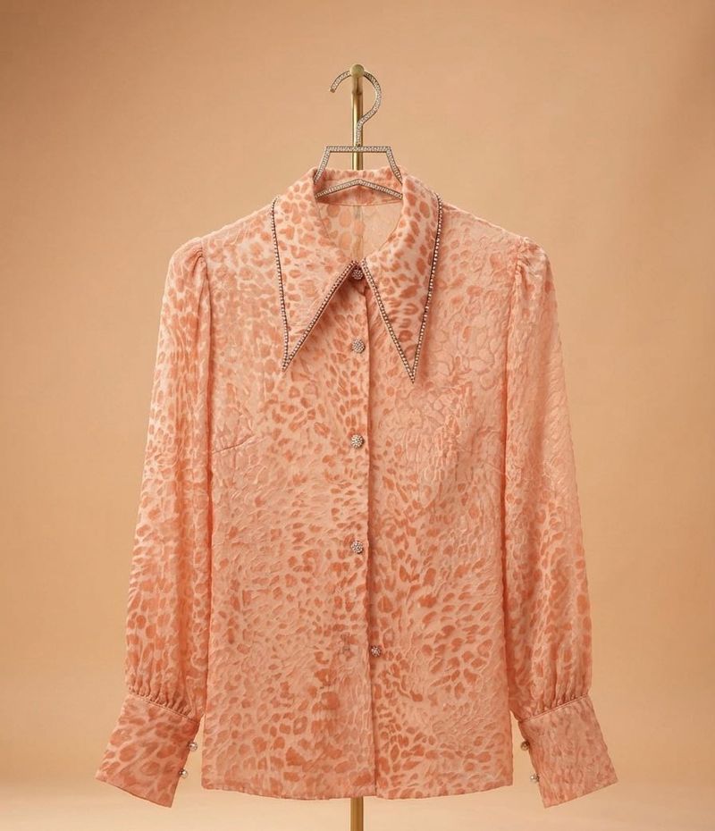 Elegant Sheer Animal Print Blouse