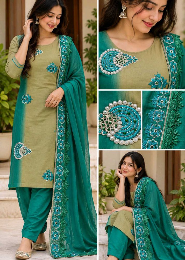 Embroidered Kurta Set with Dupatta (unstitched)