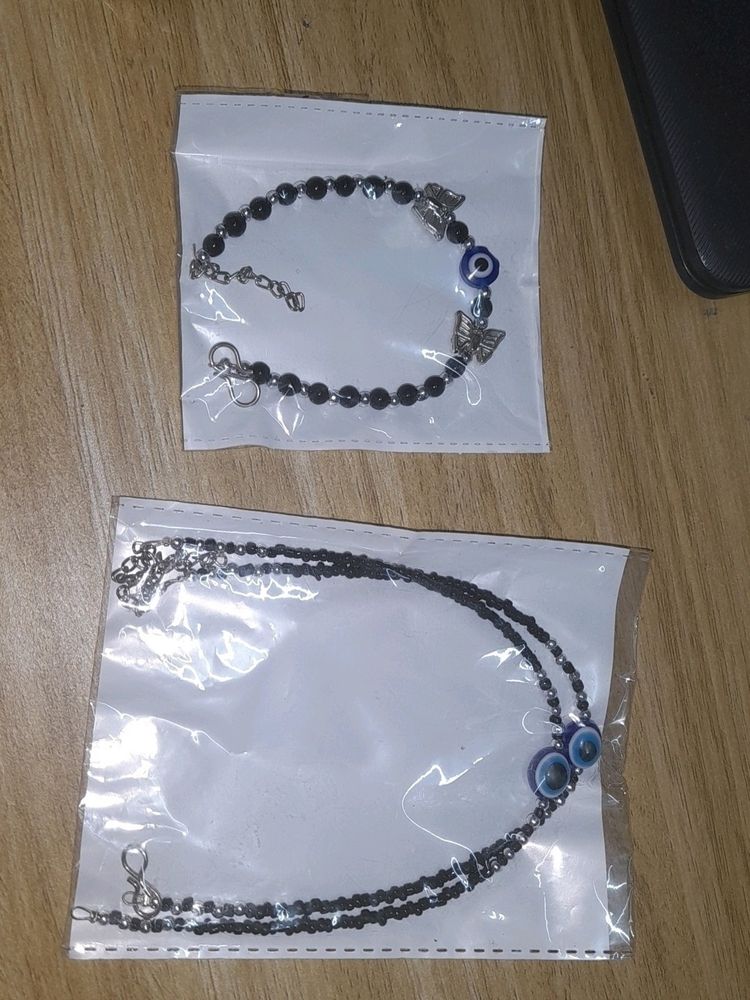 EVIL EYE ANKLETS WITH BRACELET